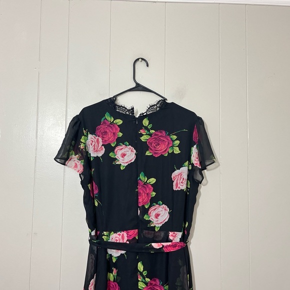 Betsey Johnson Floating Roses Faux Wrap Dress Plus Size 18W - Picture 2 of 13